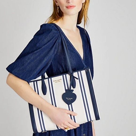 Kate Spade Market Striped Canvas Medium Tote - Picture 9 of 10